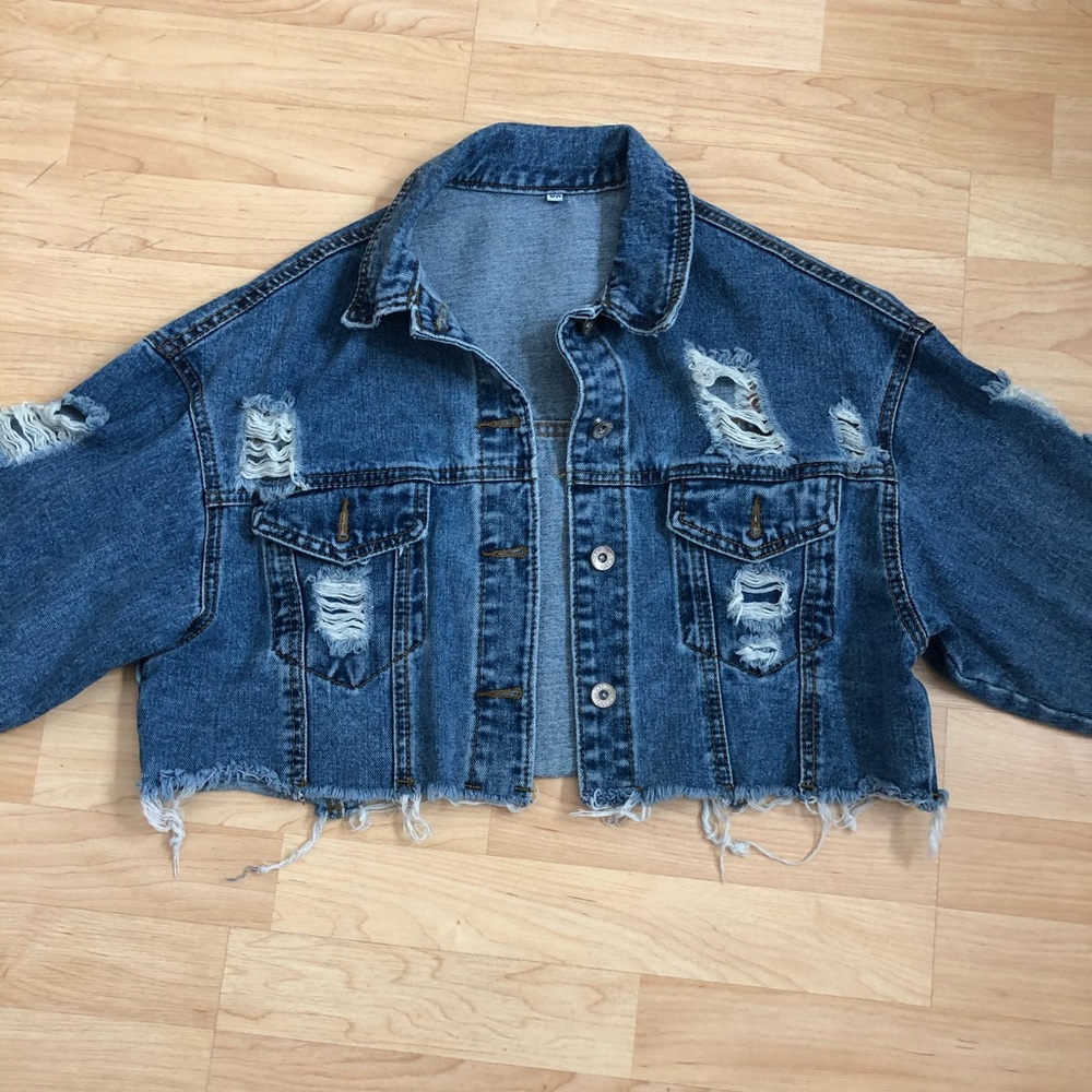 SHEIN Distressed Jean Jacket